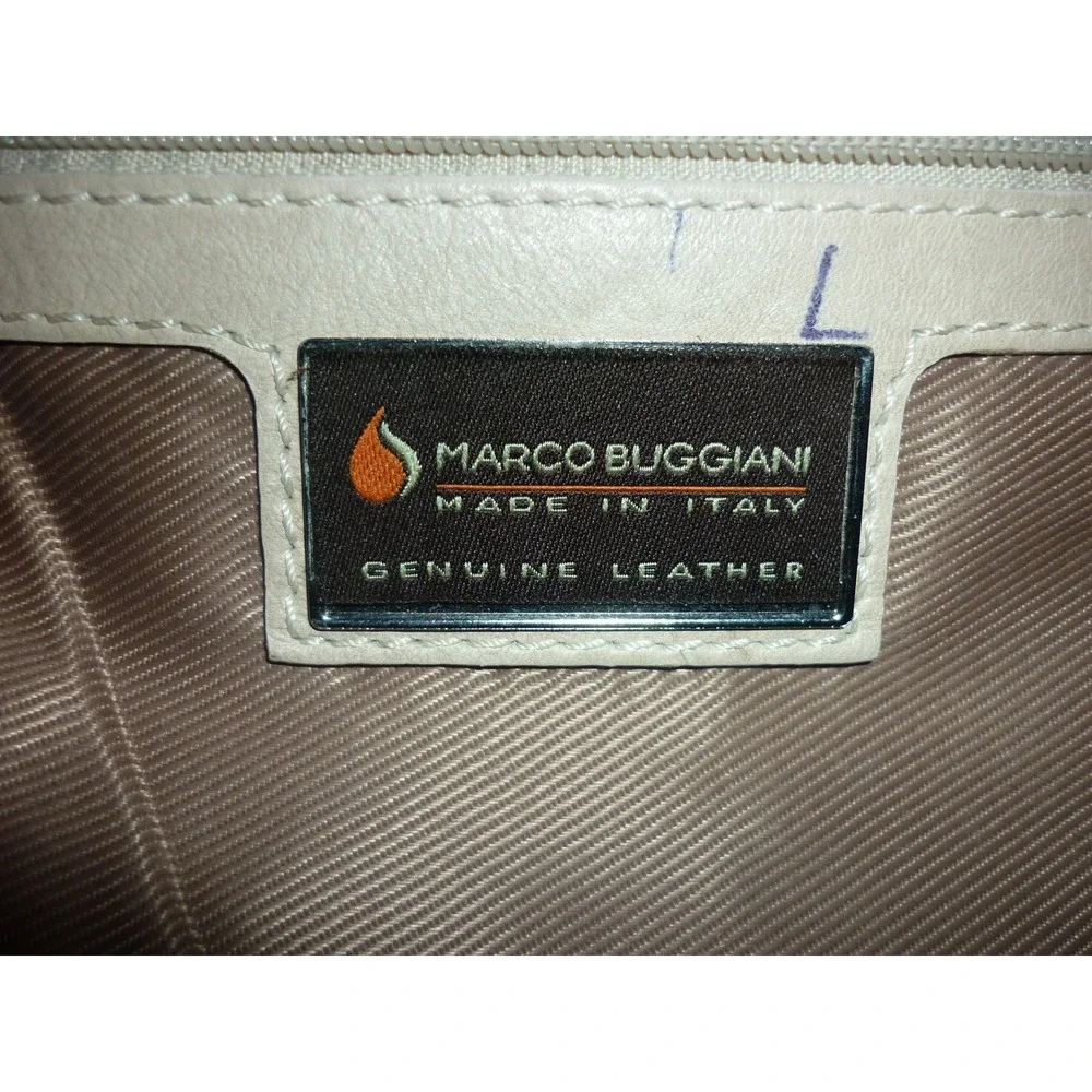 Marco Buggiani Chic‎ Tote Bag Women Beige Brown Leather Top Handle Shoulder Bag